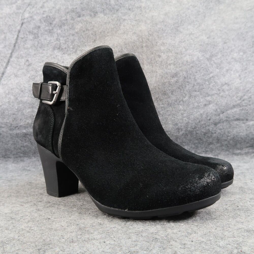Comfortiva Shoes Womens 8 Booties Fashion Distressed Leather Black Memory Foam